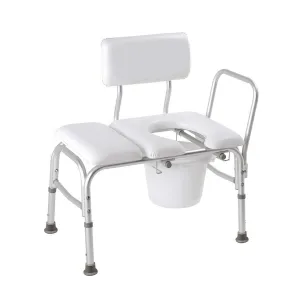 Carex Deluxe Padded Transfer Bench with Opening & Bucket, White