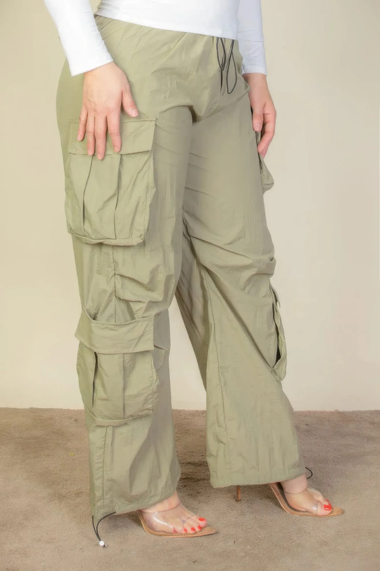 Cargo Ruched Parachute Pants