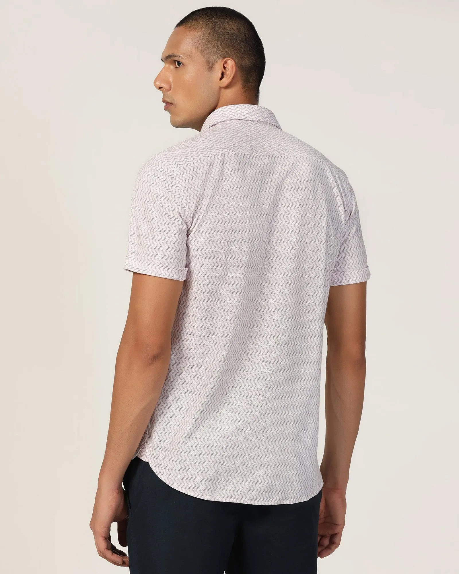 Casual Half Sleeve Red Jacquard Shirt - Shaolin
