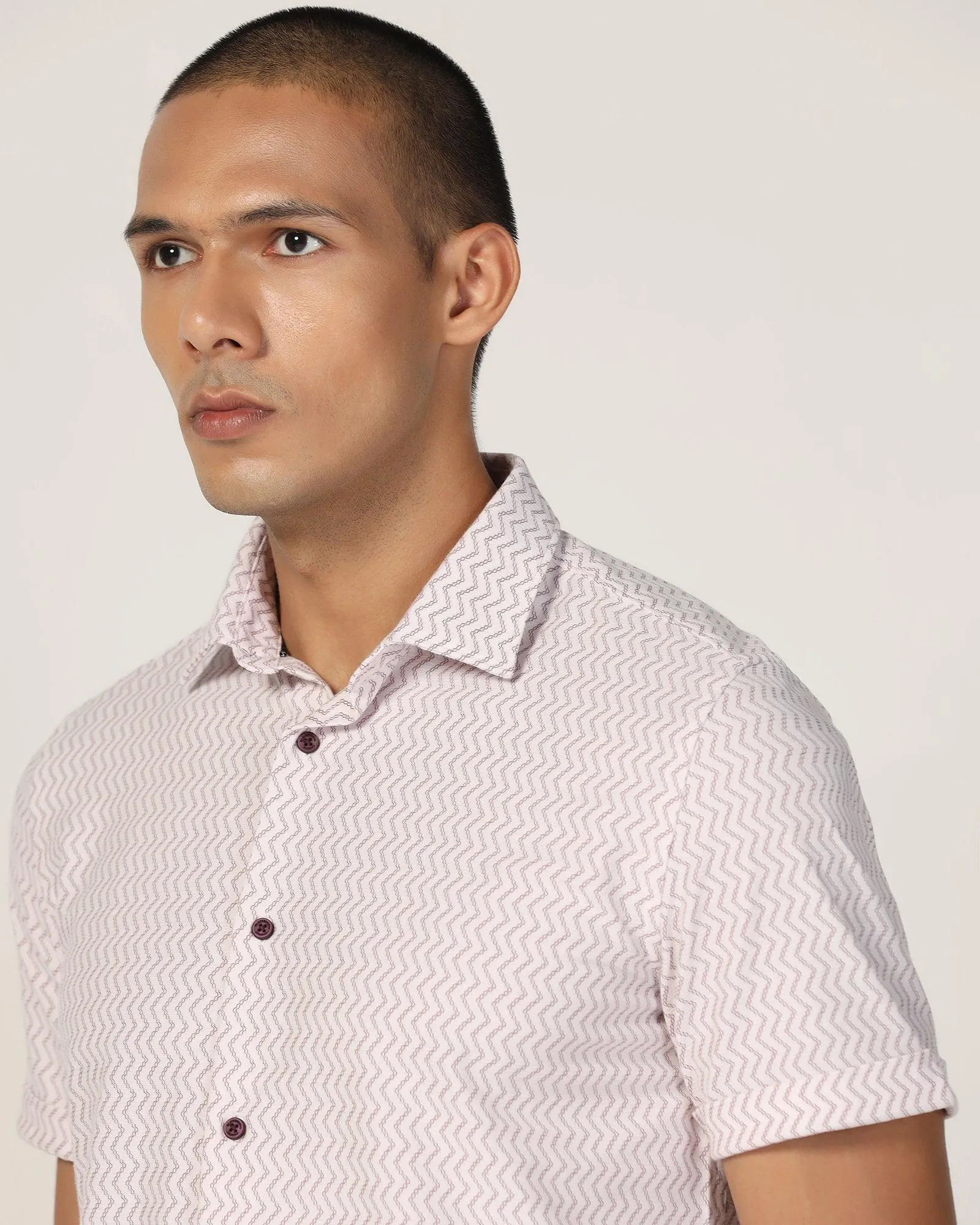 Casual Half Sleeve Red Jacquard Shirt - Shaolin