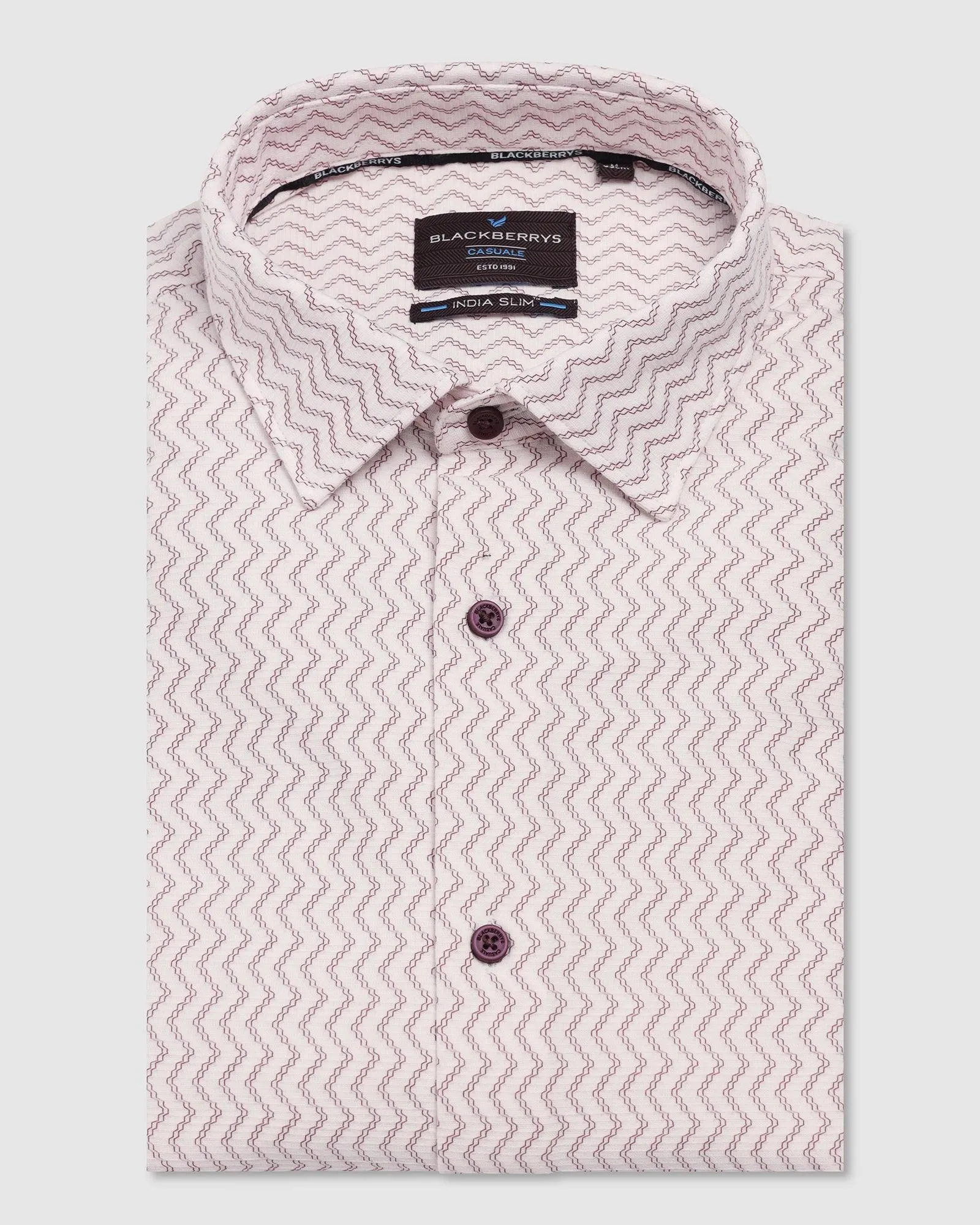 Casual Half Sleeve Red Jacquard Shirt - Shaolin