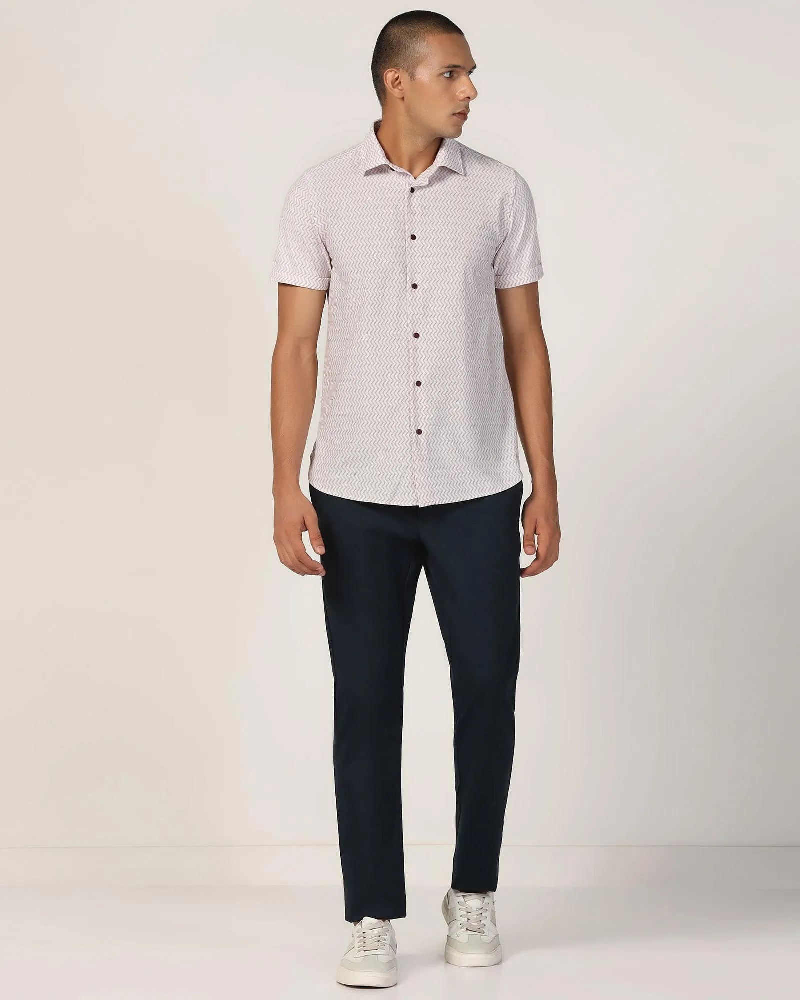 Casual Half Sleeve Red Jacquard Shirt - Shaolin
