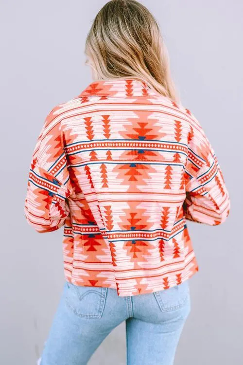Cheery And Warm Button Up Geometric Jacket