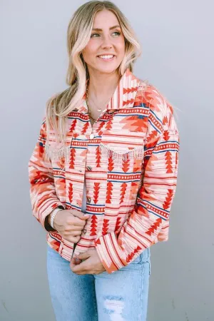 Cheery And Warm Button Up Geometric Jacket