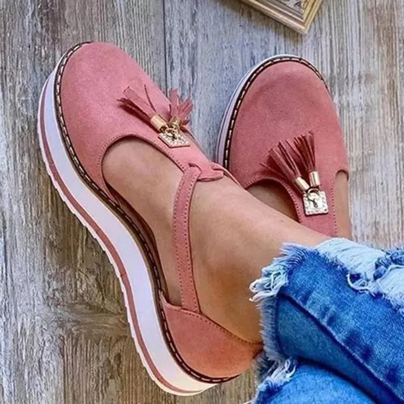 Chicvane Round Toe Platform Sandals with Tassel