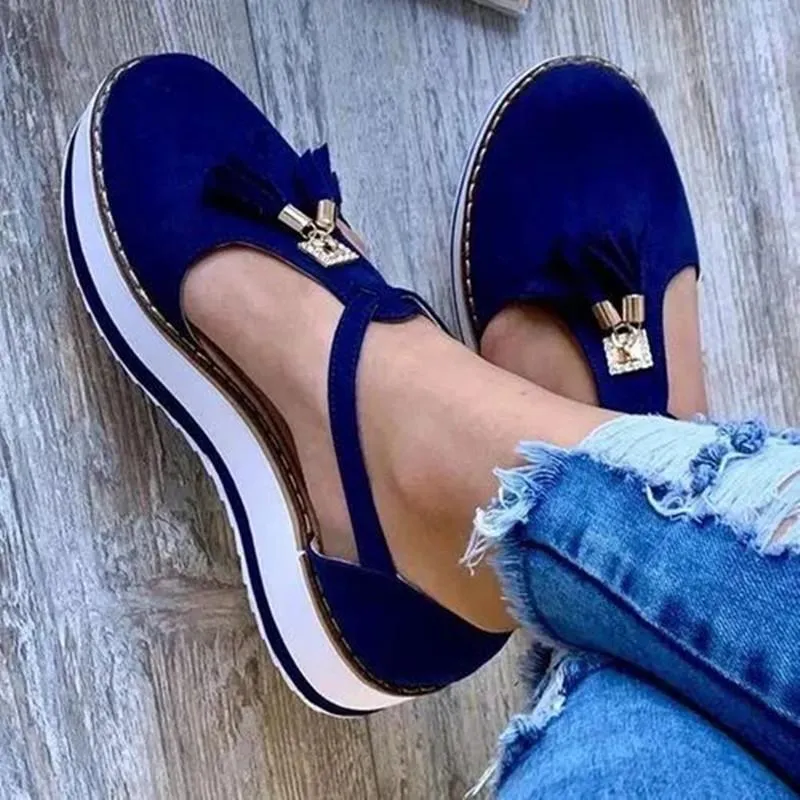 Chicvane Round Toe Platform Sandals with Tassel