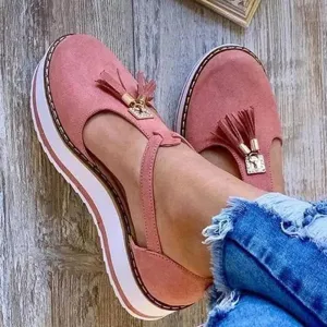 Chicvane Round Toe Platform Sandals with Tassel