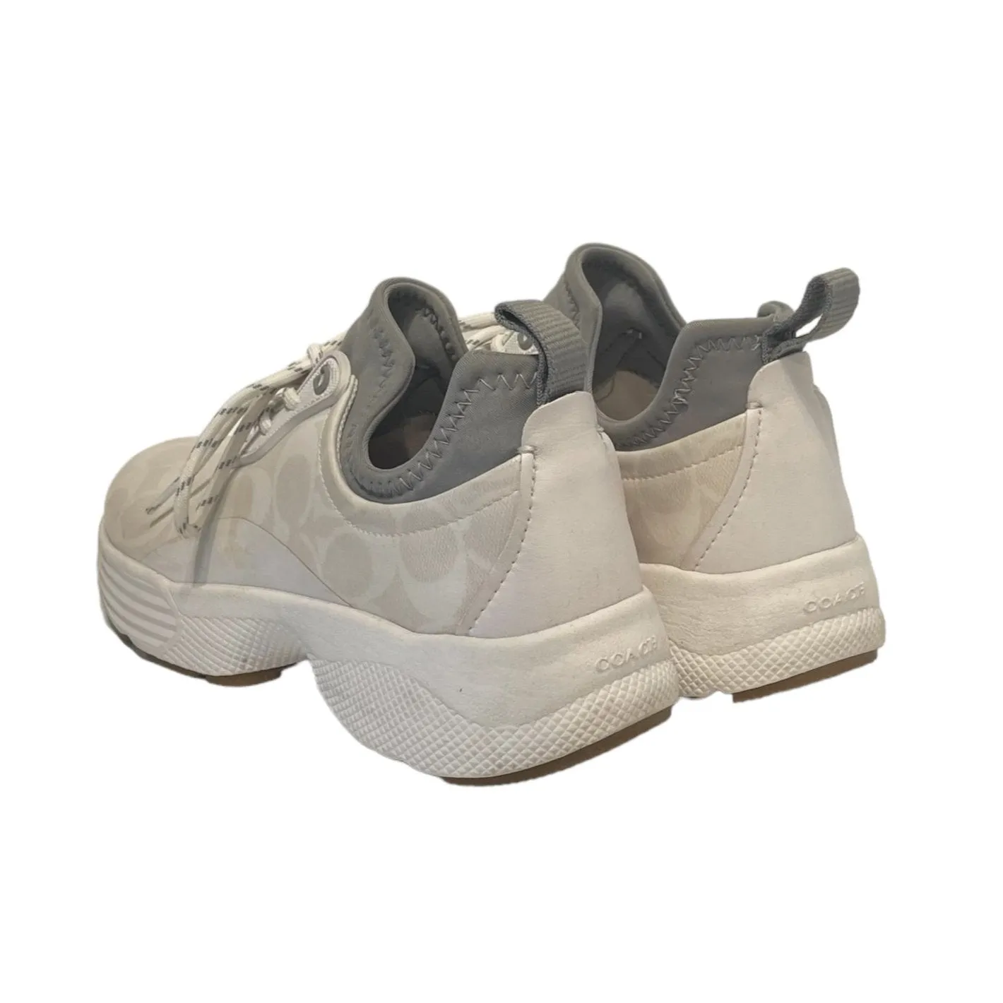 COACH/Hi-Sneakers/US 8.5/All Over Print/Leather/WHT/