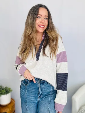 Color Block Long Sleeve Pullover Top