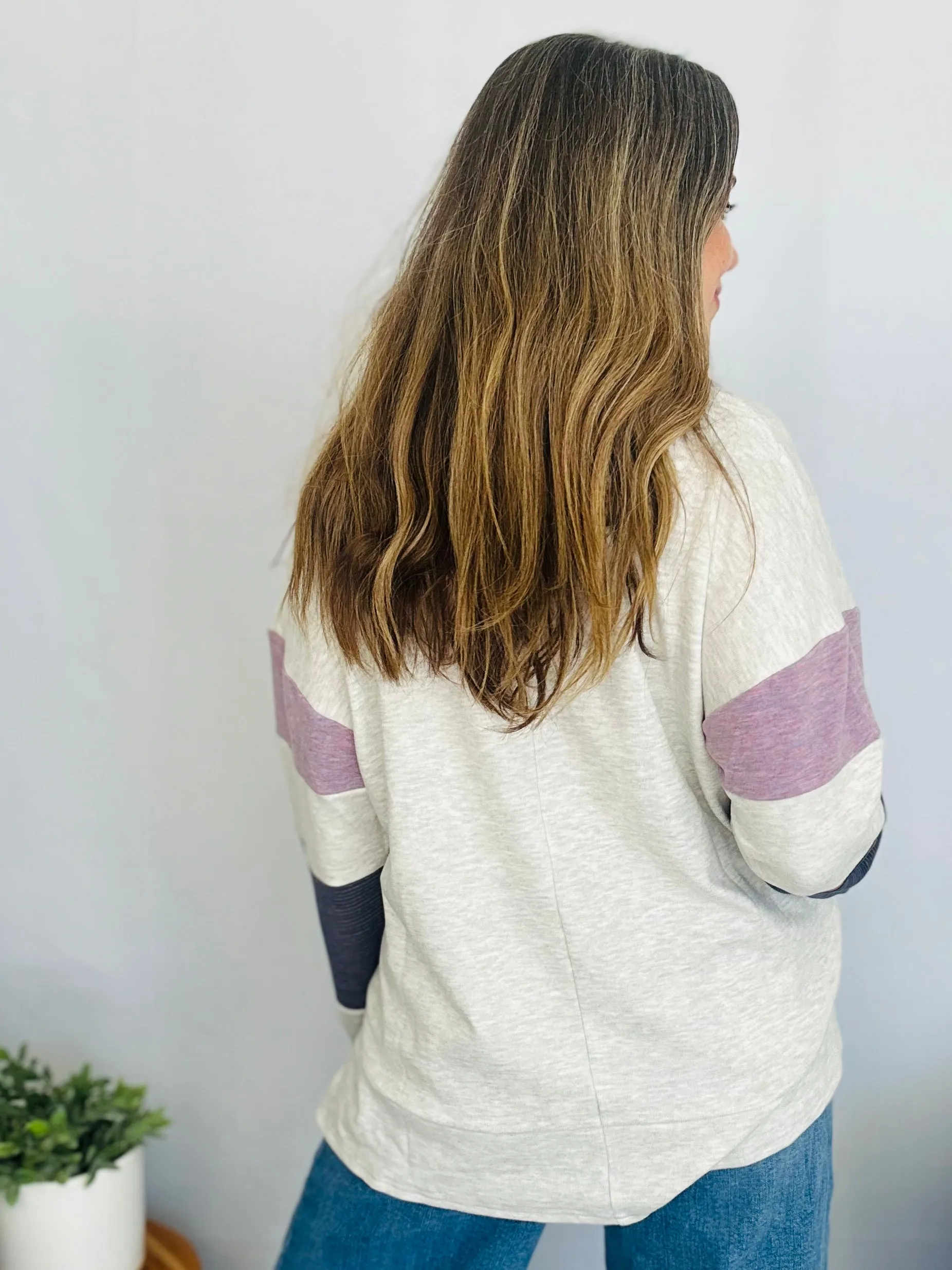 Color Block Long Sleeve Pullover Top