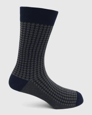 Cotton Deep Navy Jacquard Socks - Tesla