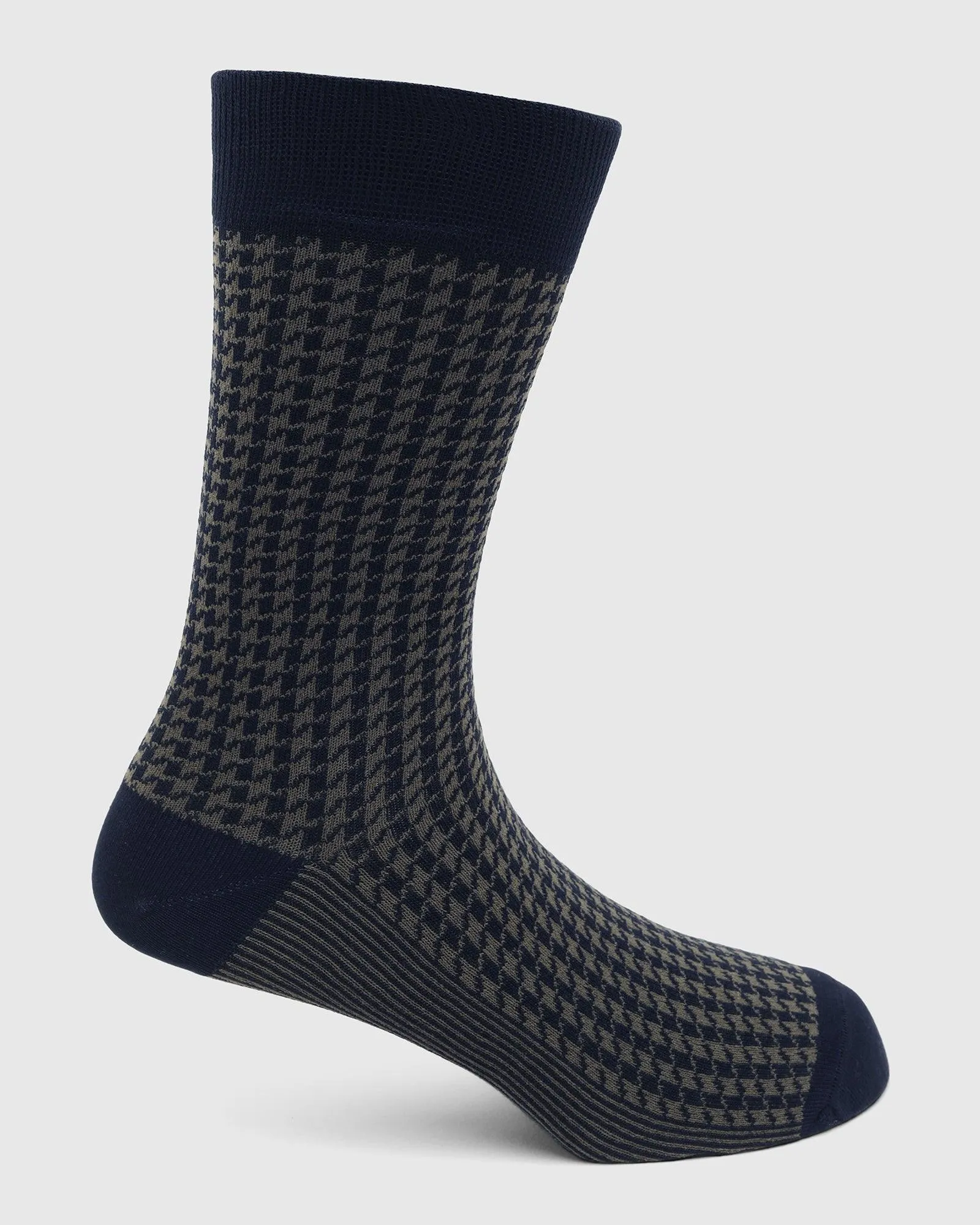 Cotton Deep Navy Jacquard Socks - Tesla