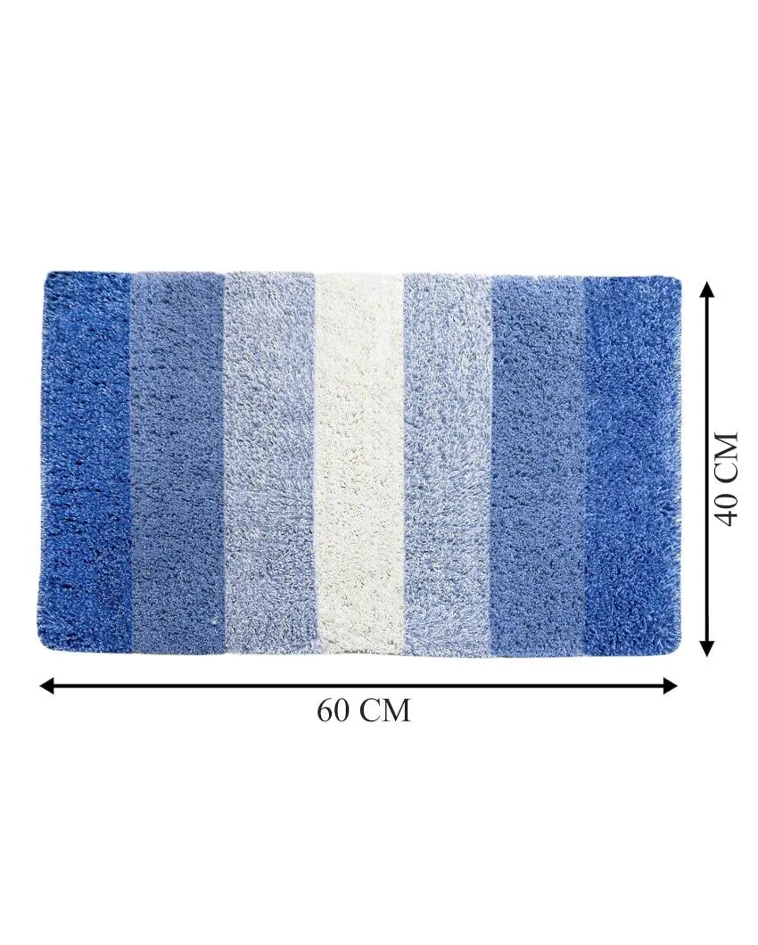 Cotton Striped Non-Slip Water Absorbent Bathmats | Set of 2  | 16 x 24 inches