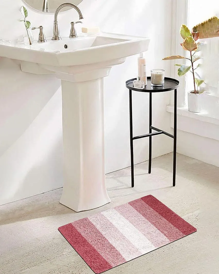 Cotton Striped Non-Slip Water Absorbent Bathmats | Set of 2  | 16 x 24 inches
