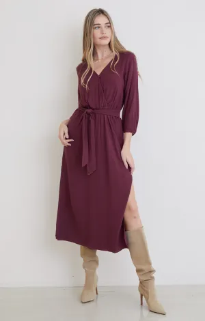 Cross Front Belted Maxi Dress - Wildberry
