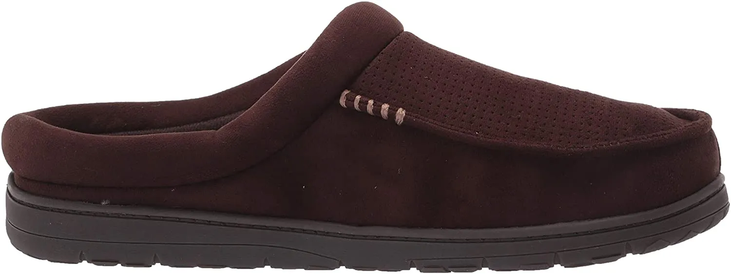 Dearfoams Men's Brendan Microfiber Suede Clog Slipper  Color Coffee (Perforated) Size M