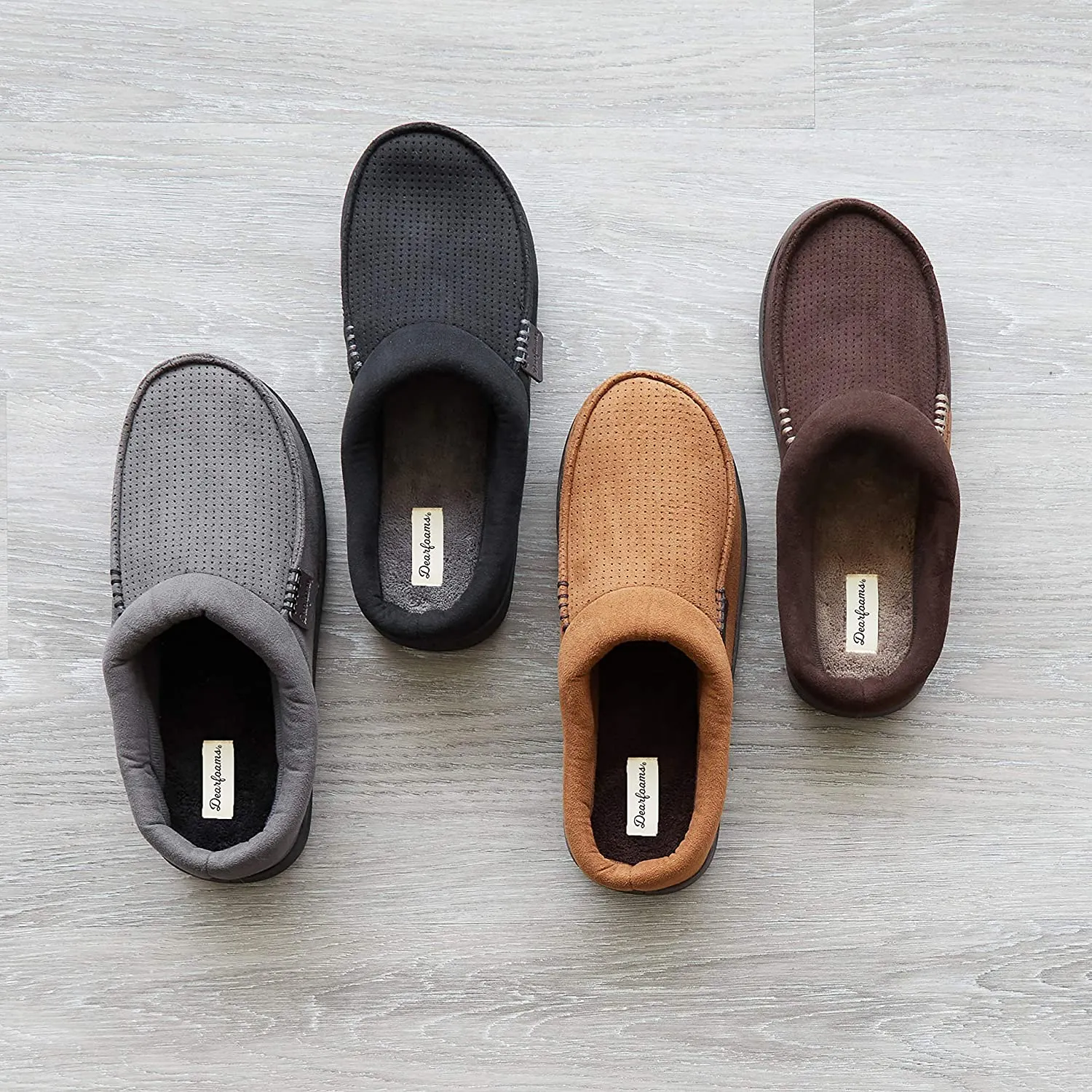 Dearfoams Men's Brendan Microfiber Suede Clog Slipper  Color Coffee (Perforated) Size M