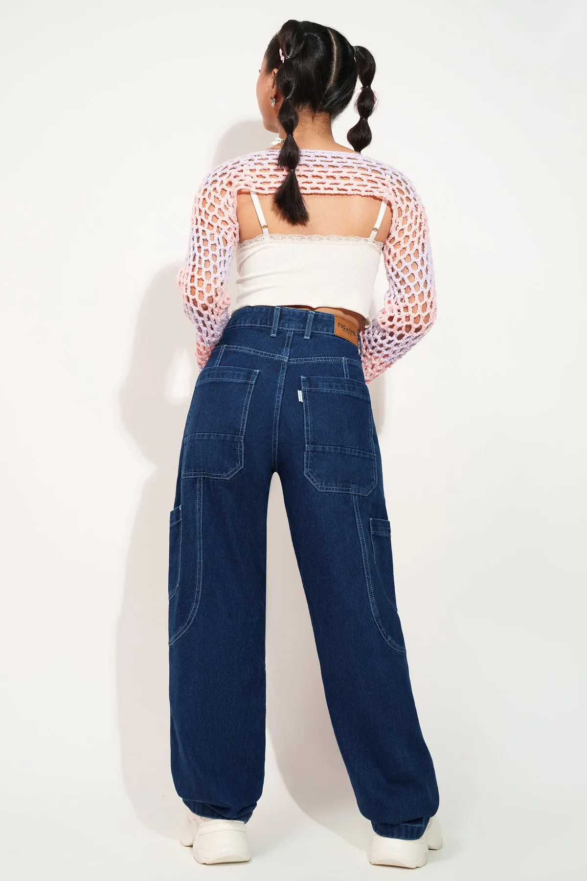 Deep Blue Accent Cargo Denim Jeans