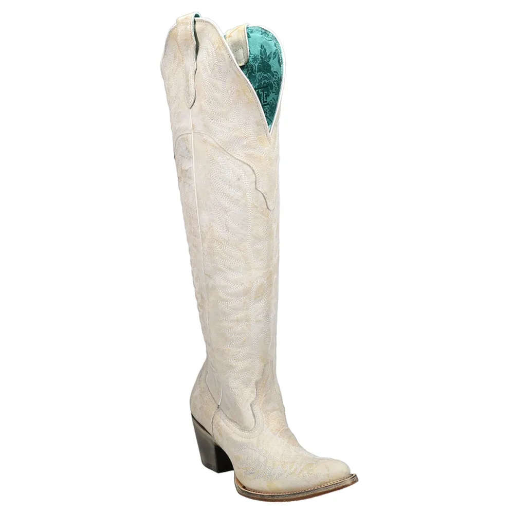 Distressed Embroidered Round Toe Cowboy Boots