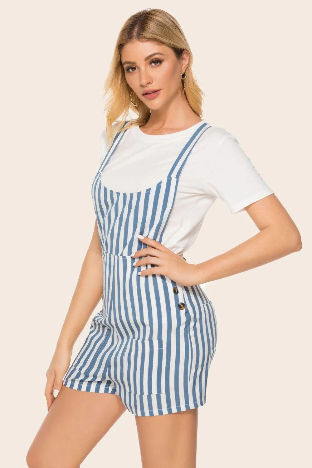 Easygoing Scoop Neck Striped Romper
