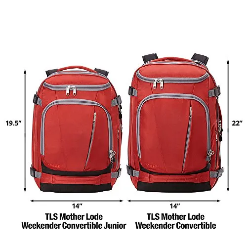 eBags TLS Mother Lode Weekender Junior 19" Carry-On Travel Backpack - Fits Up to 17.5" Laptop - (Sinful Red)