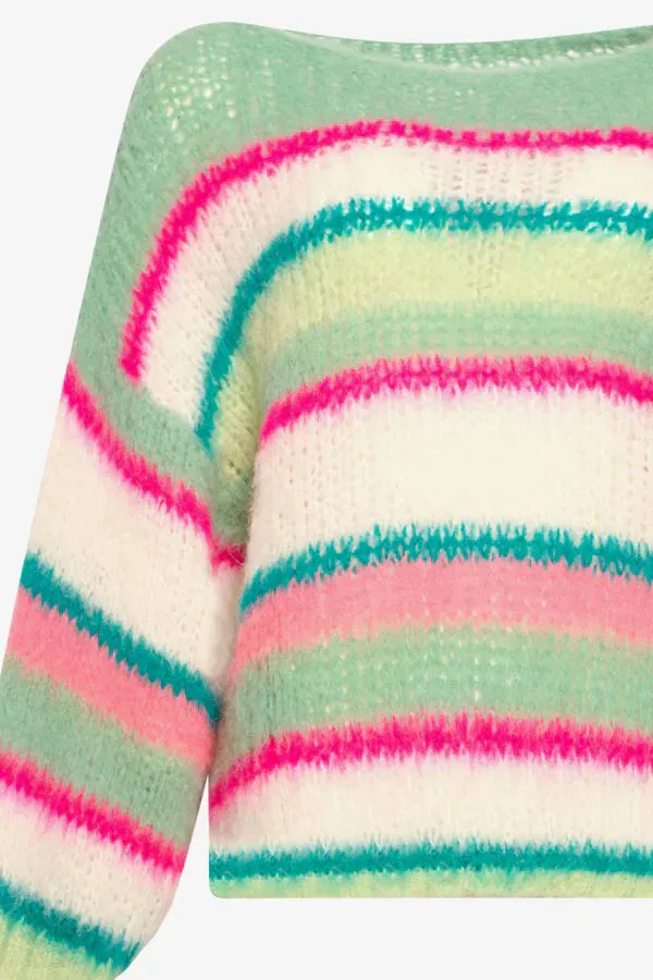 Ella Knit Sweater - Green/Pink/White Mix