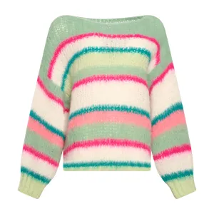 Ella Knit Sweater - Green/Pink/White Mix
