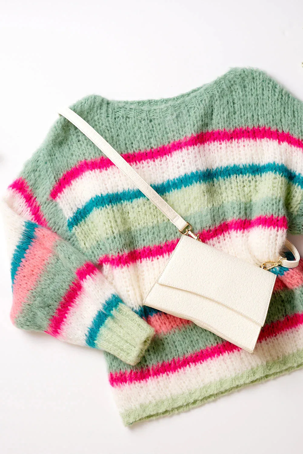 Ella Knit Sweater - Green/Pink/White Mix