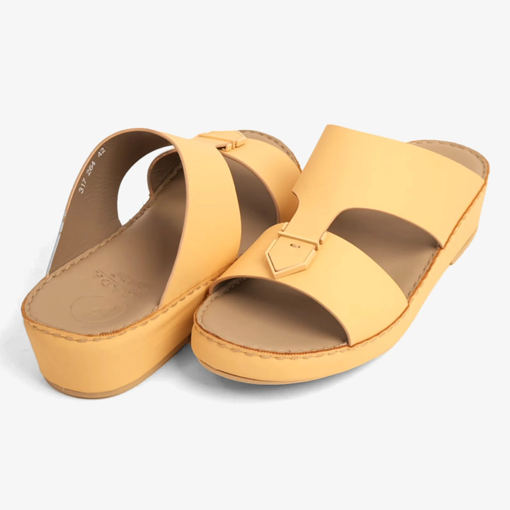 FARADA MEN'S LEATHER SLIP-ON SANDALS WITH STYLISH TRIM LIWA