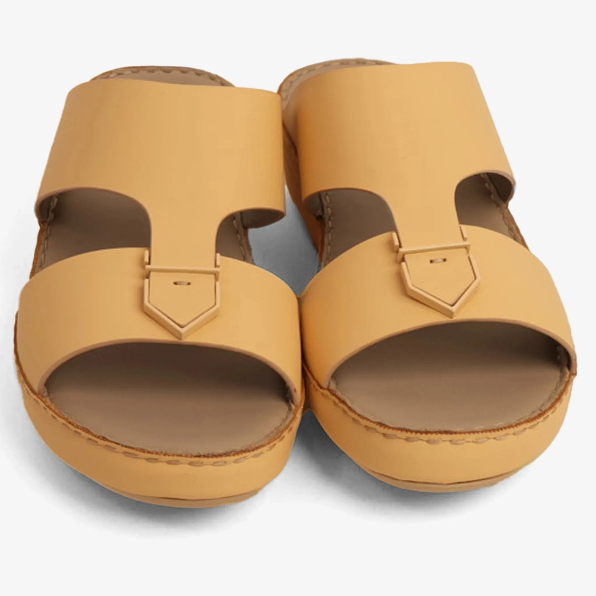 FARADA MEN'S LEATHER SLIP-ON SANDALS WITH STYLISH TRIM LIWA