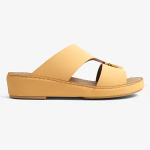 FARADA MEN'S LEATHER SLIP-ON SANDALS WITH STYLISH TRIM LIWA