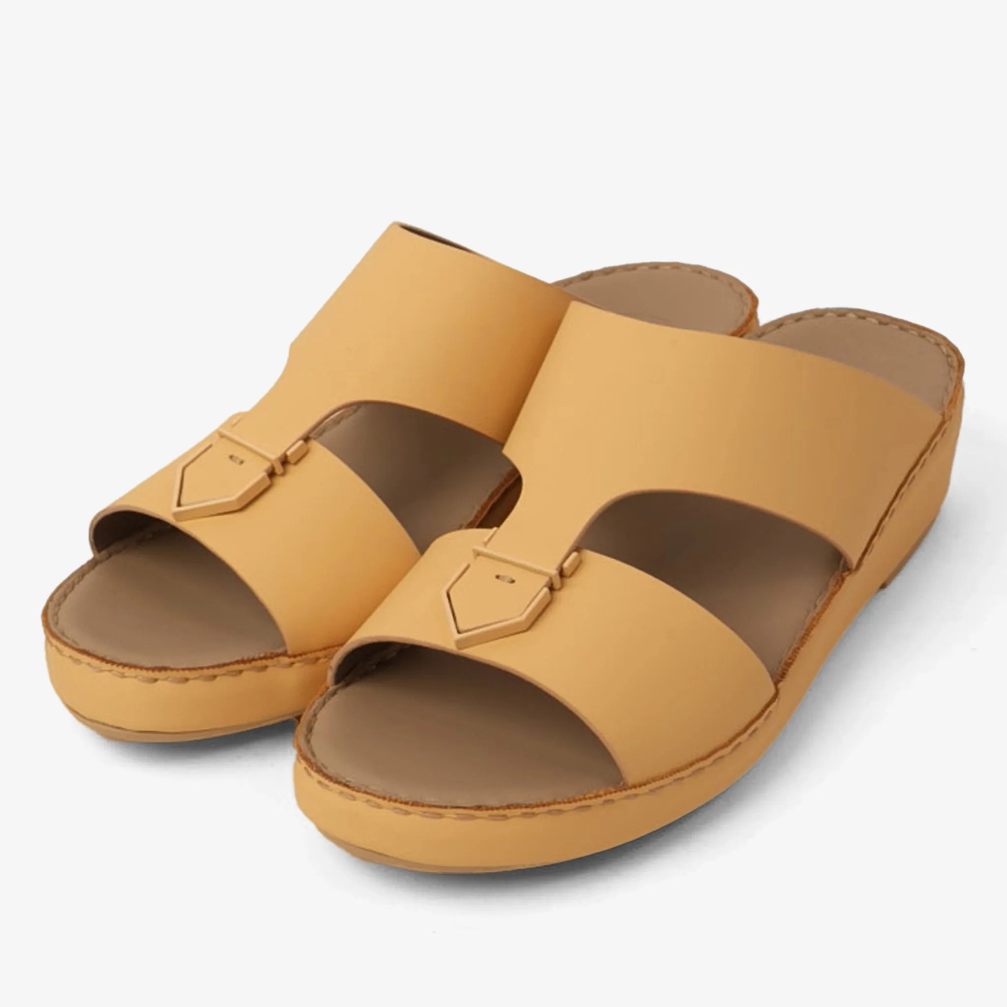 FARADA MEN'S LEATHER SLIP-ON SANDALS WITH STYLISH TRIM LIWA