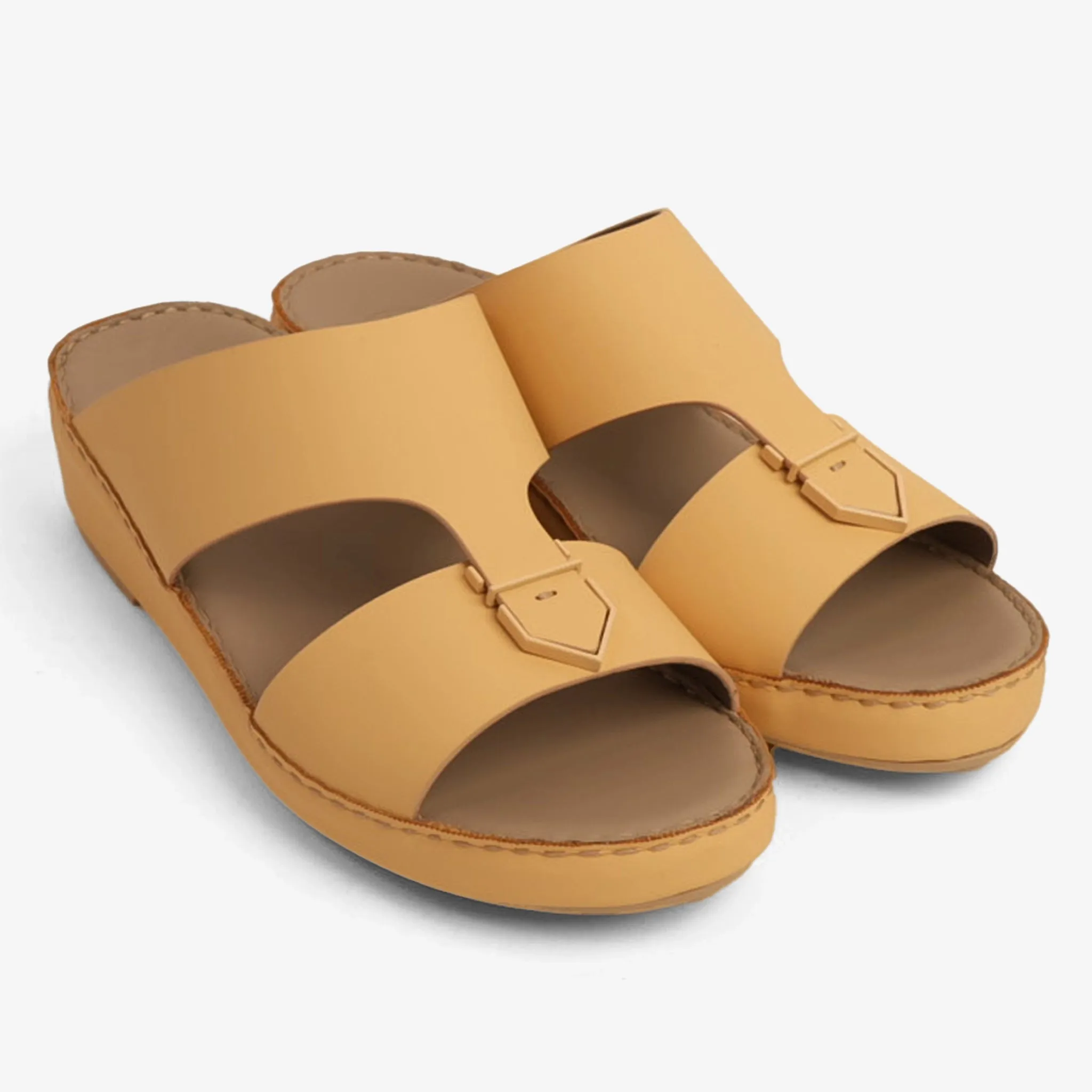 FARADA MEN'S LEATHER SLIP-ON SANDALS WITH STYLISH TRIM LIWA