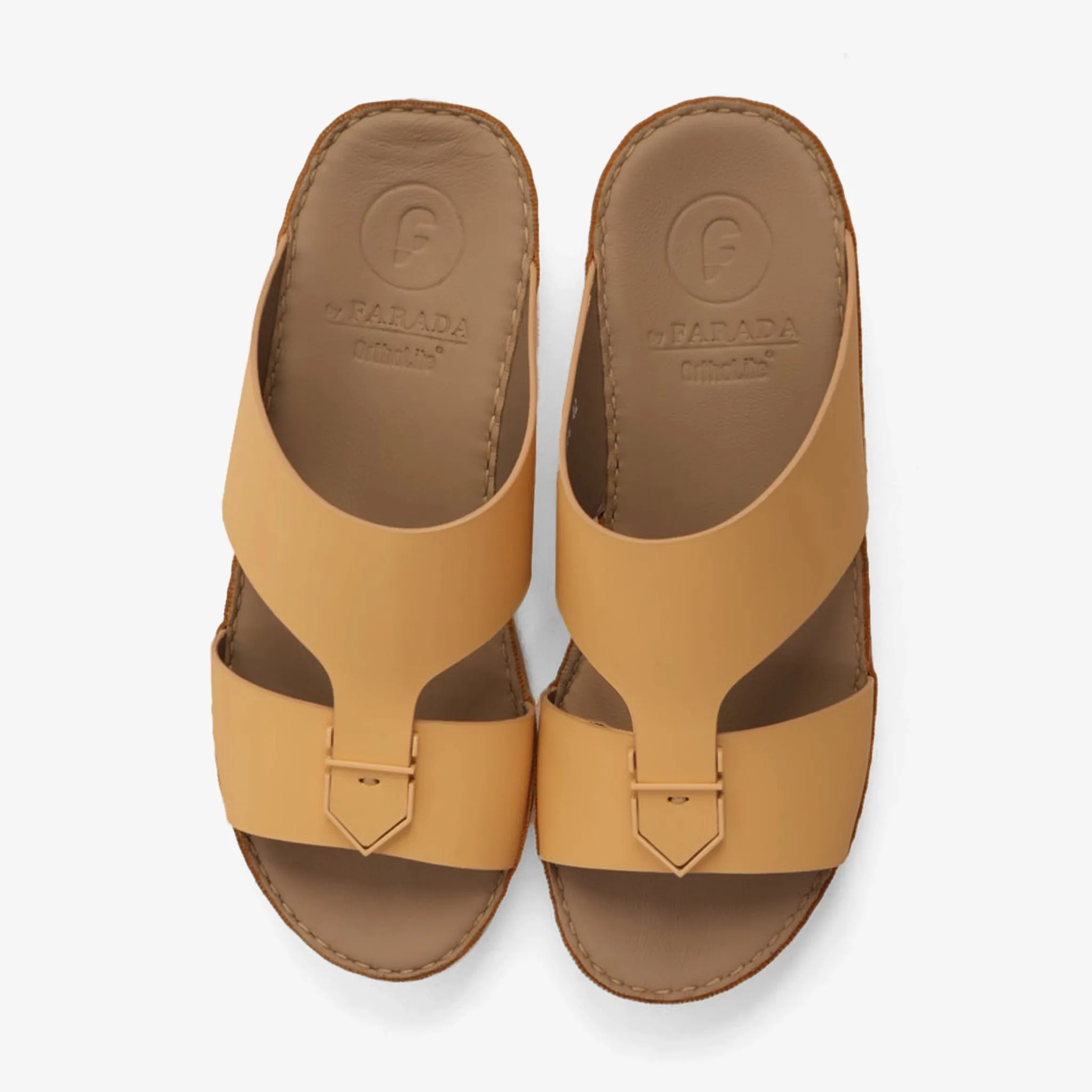 FARADA MEN'S LEATHER SLIP-ON SANDALS WITH STYLISH TRIM LIWA