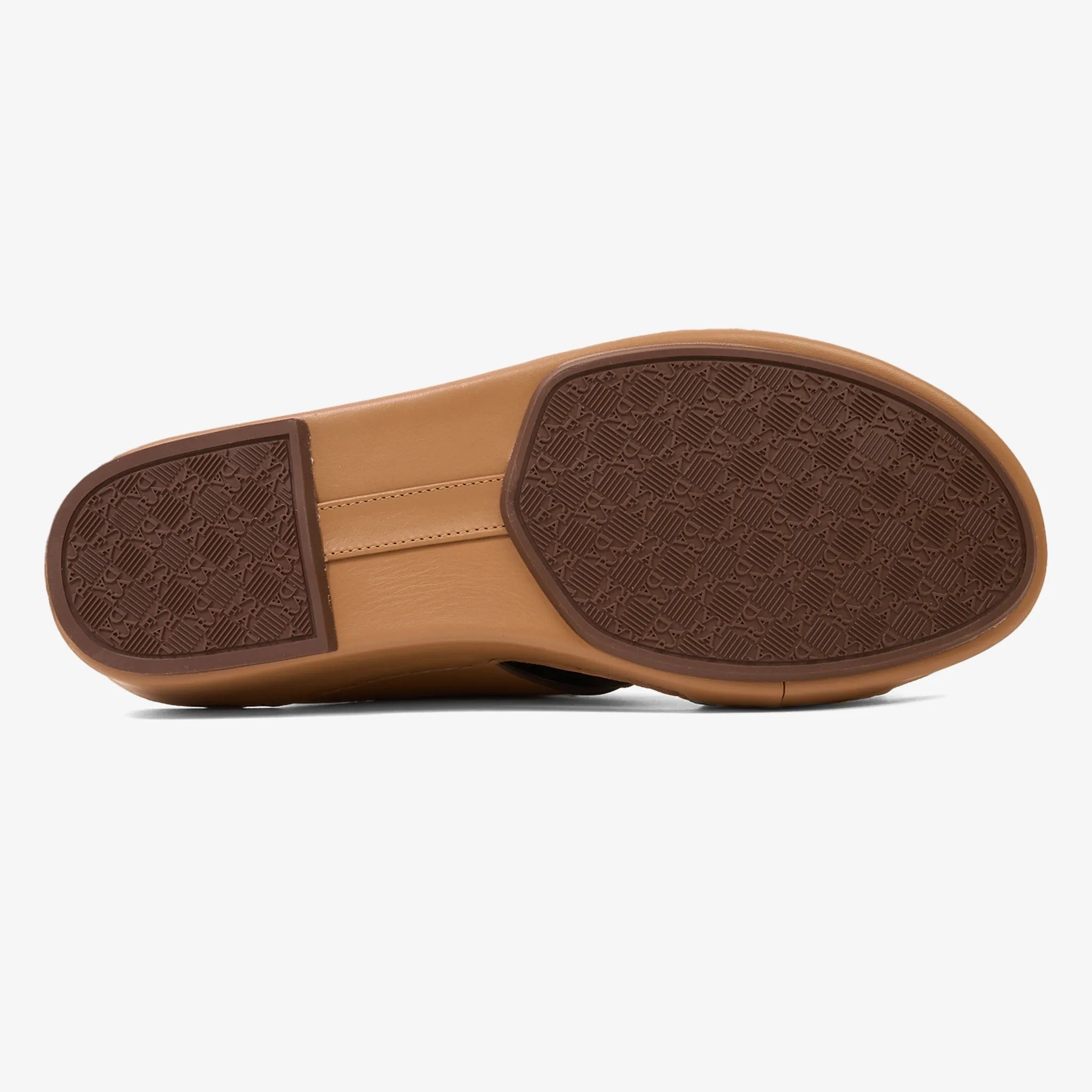 FARADA MODERN LEATHER SANDALS WITH EMBOSED LOGO CUOIO