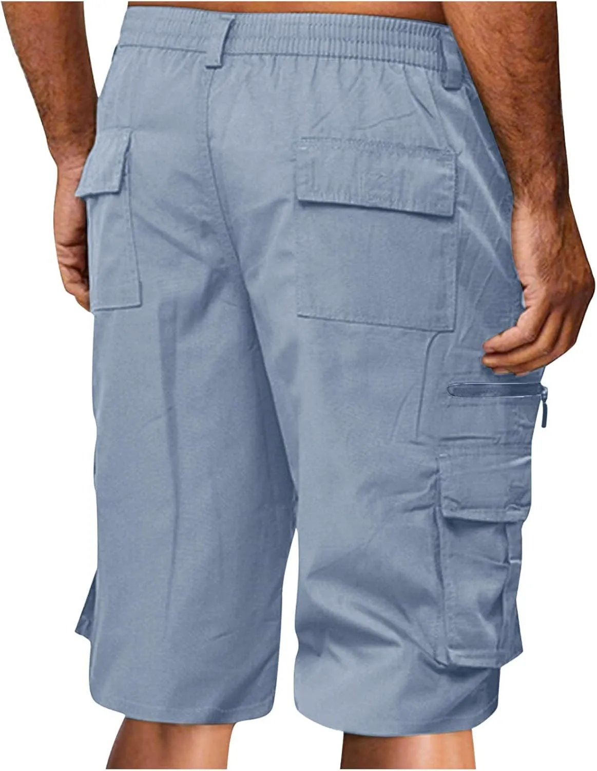 Finelylove Cargo Shorts for Men Relaxed Stretch Waist Outdoor Work Shorts Casual Summer Hiking Tactical Pants with Zip Pocket