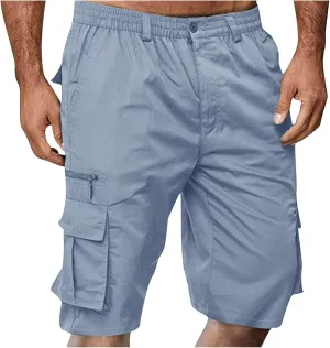 Finelylove Cargo Shorts for Men Relaxed Stretch Waist Outdoor Work Shorts Casual Summer Hiking Tactical Pants with Zip Pocket