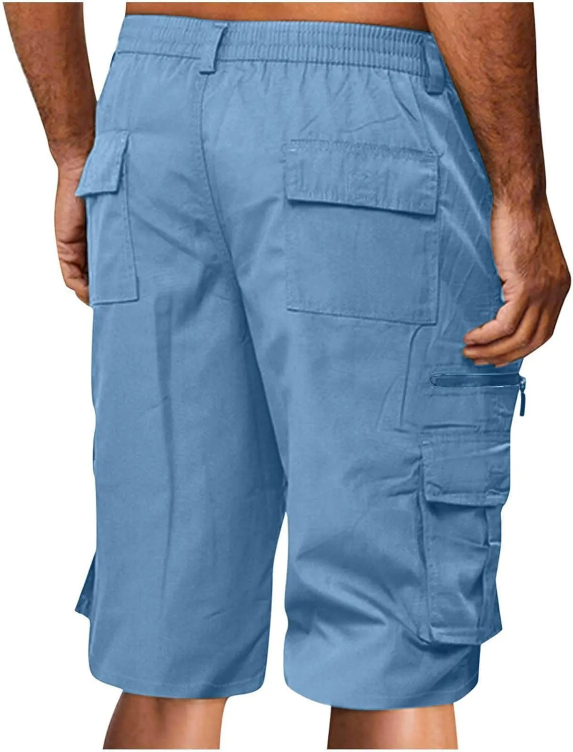 Finelylove Cargo Shorts for Men Relaxed Stretch Waist Outdoor Work Shorts Casual Summer Hiking Tactical Pants with Zip Pocket