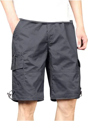 Finelylove Cargo Work Shorts for Men Relaxed Fit Fishing Hiking Shorts Summer Casual Cotton Outdoor Short Pants Knee Length
