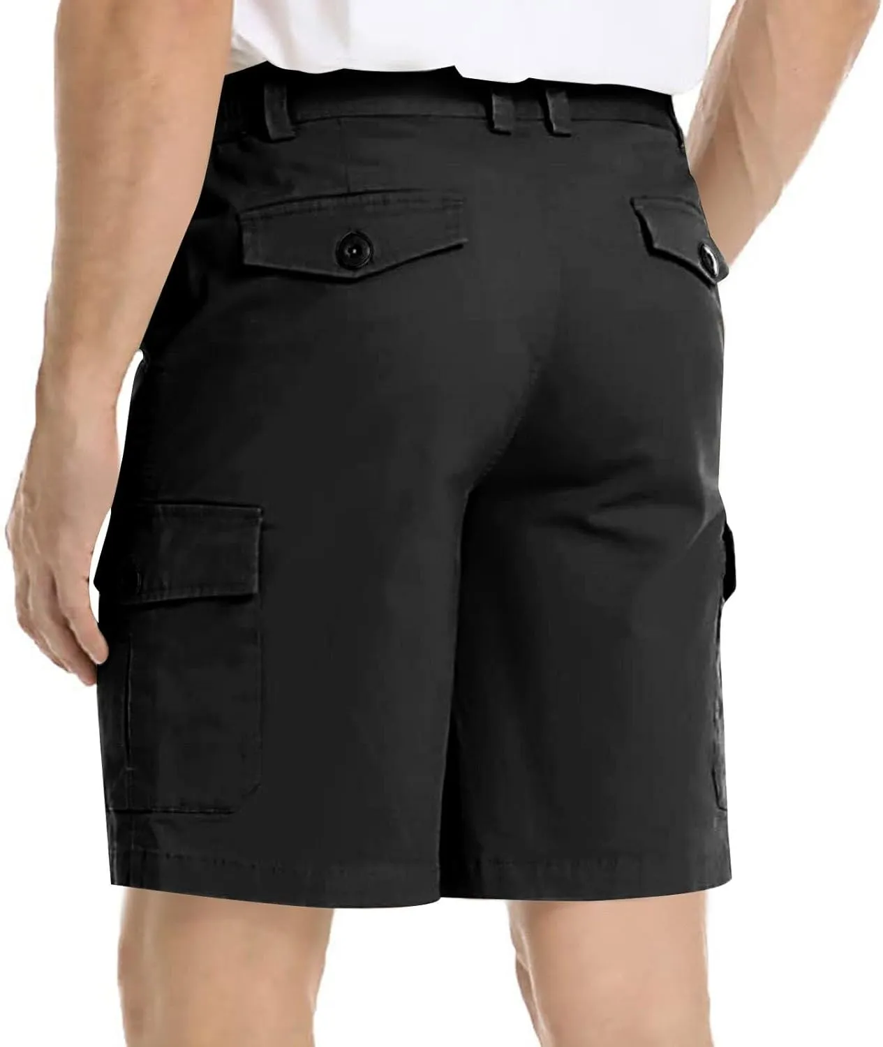 Finelylove Men's Cargo Work Shorts Summer Casual Lightweight Elastic Waist Hiking Golf Bermuda Shorts Outdoor Short Pants