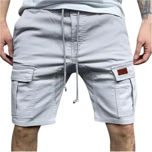 Finelylove Mens Shorts Casual Elastic Waist Drawstring Cargo Shorts Summer Lightweight Workout Jogger Pants with Pockets