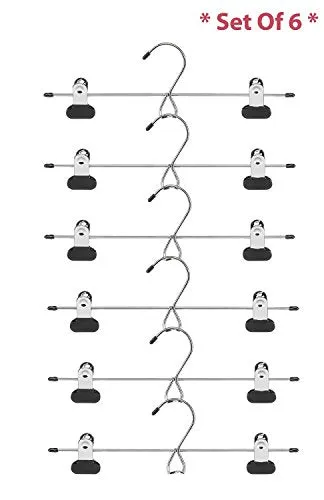 Fit-rite 5846 Chrome Add-on Skirt/slack Hanger, Set of 3 (Chrome, 2 Sets)