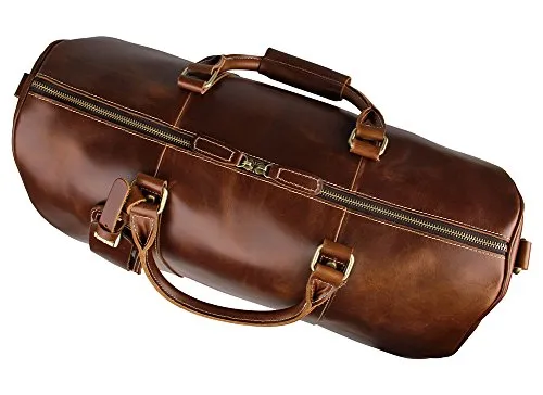Genda 2Archer Men Leather Wheeled Travel Duffle Weekend Bag Carry On Luggage (Brown)