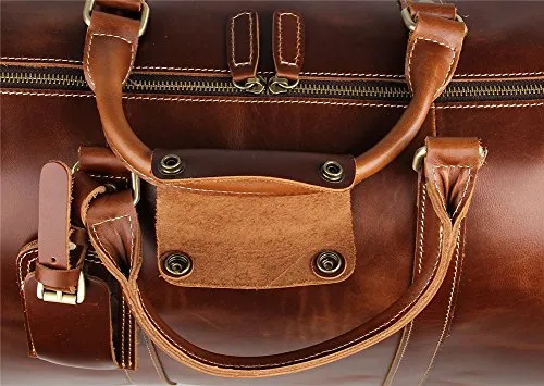 Genda 2Archer Men Leather Wheeled Travel Duffle Weekend Bag Carry On Luggage (Brown)