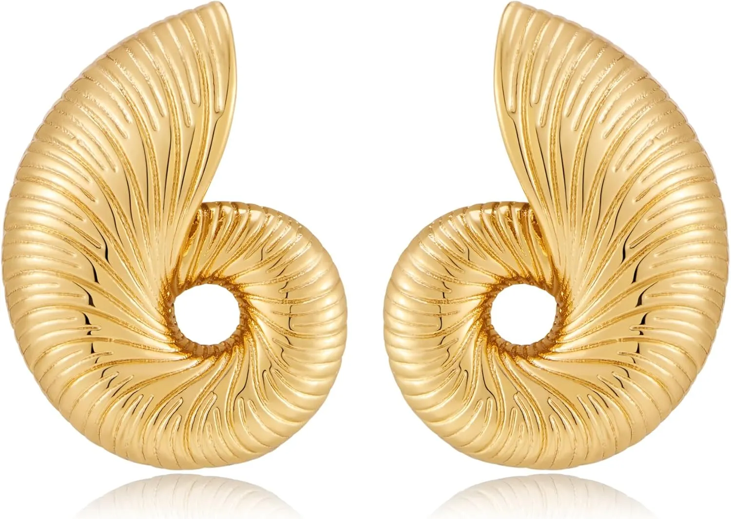 Gold Sliver Statement Earrings for Women - Spiral Swirl Chunky Vintage Stud Earrings, Trendy Jewelry | Summer Beach Jewelry