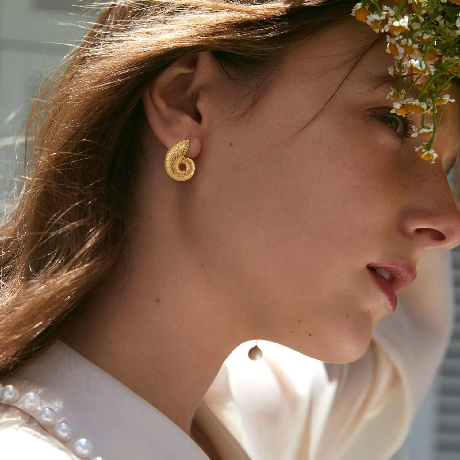 Gold Sliver Statement Earrings for Women - Spiral Swirl Chunky Vintage Stud Earrings, Trendy Jewelry | Summer Beach Jewelry