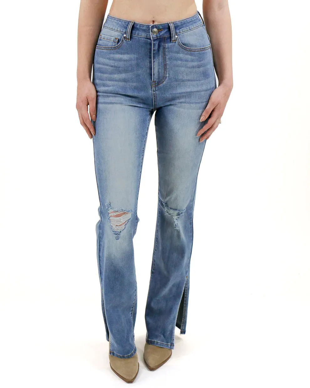 GRACE & LACE Split Flare Denim Jean (Cady)
