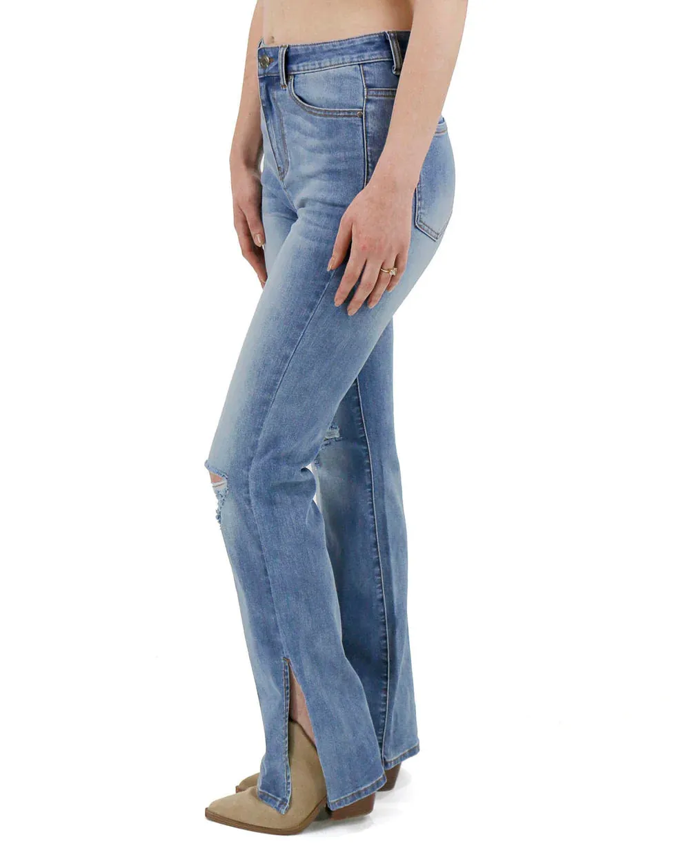 GRACE & LACE Split Flare Denim Jean (Cady)