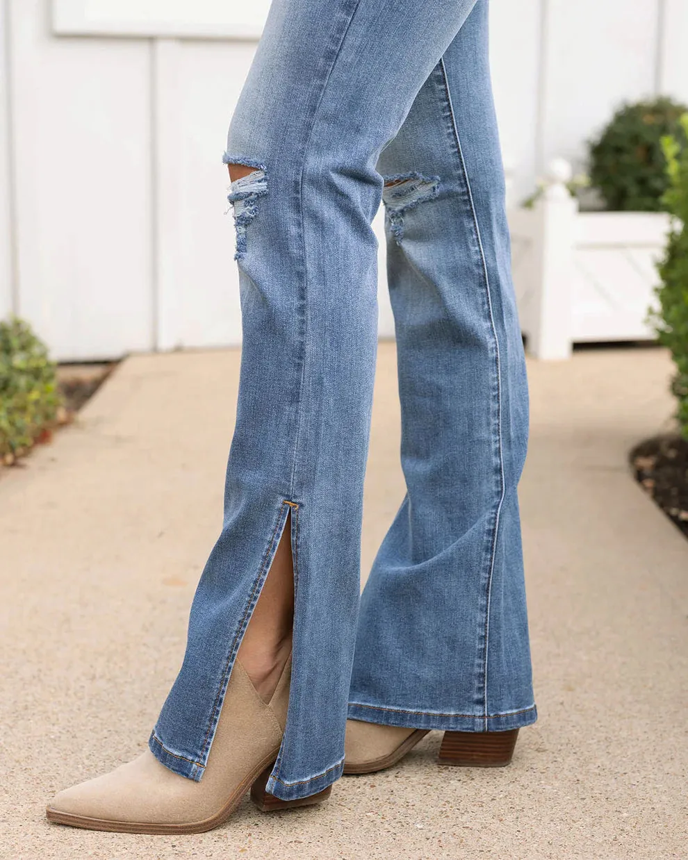 GRACE & LACE Split Flare Denim Jean (Cady)