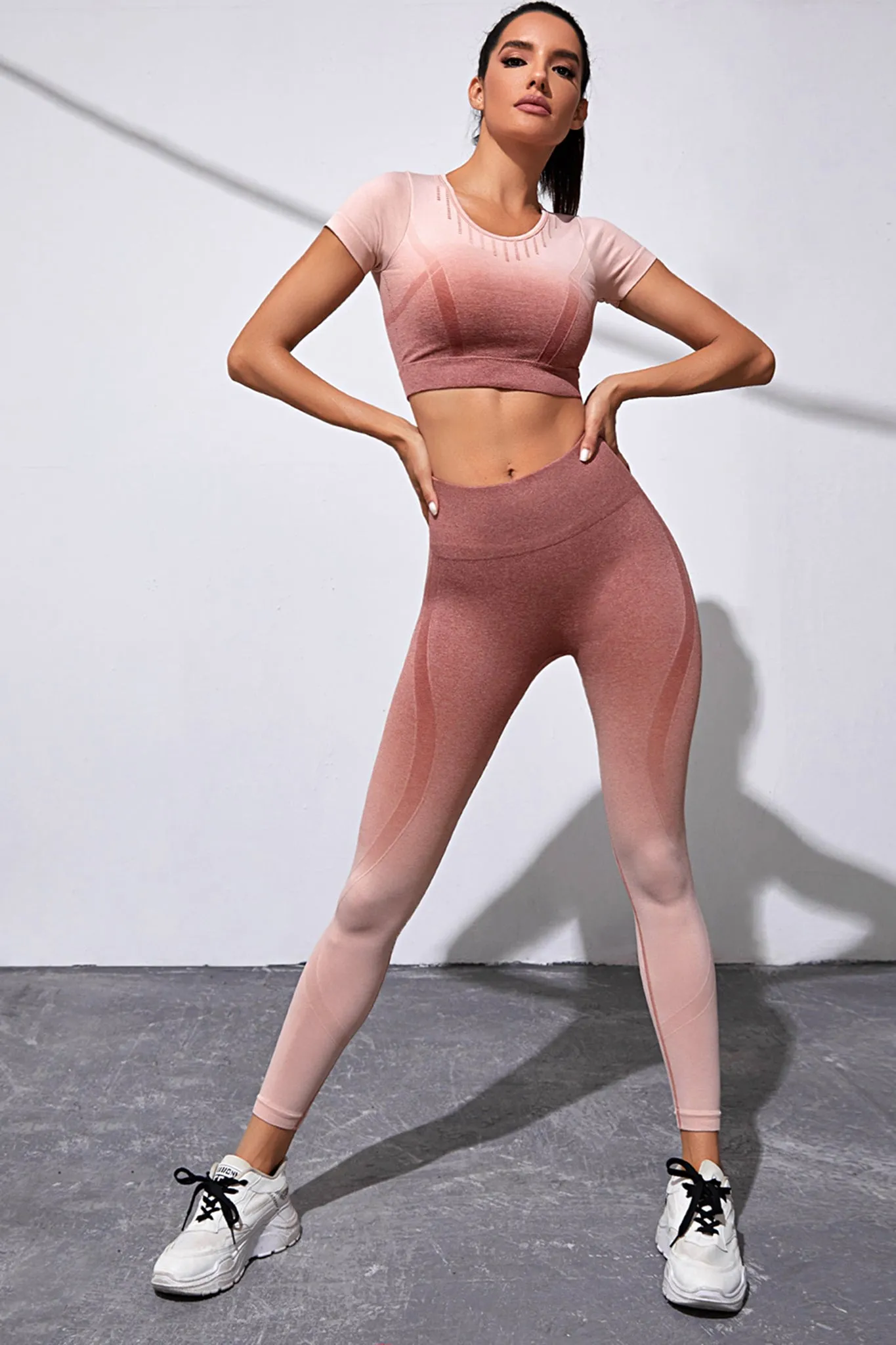 Gradient Seamless Workout Set - Pink
